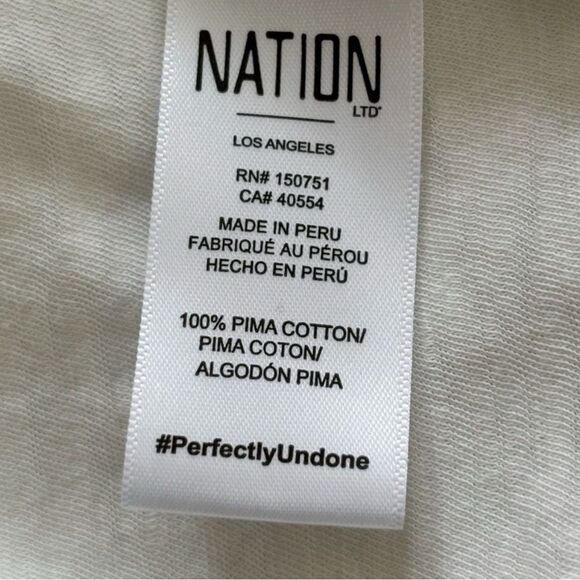 Nation LTD Melanie Smocked Mock Neck Top XS Off White Long Sleeve Pima Cotton - Picture 10 of 10